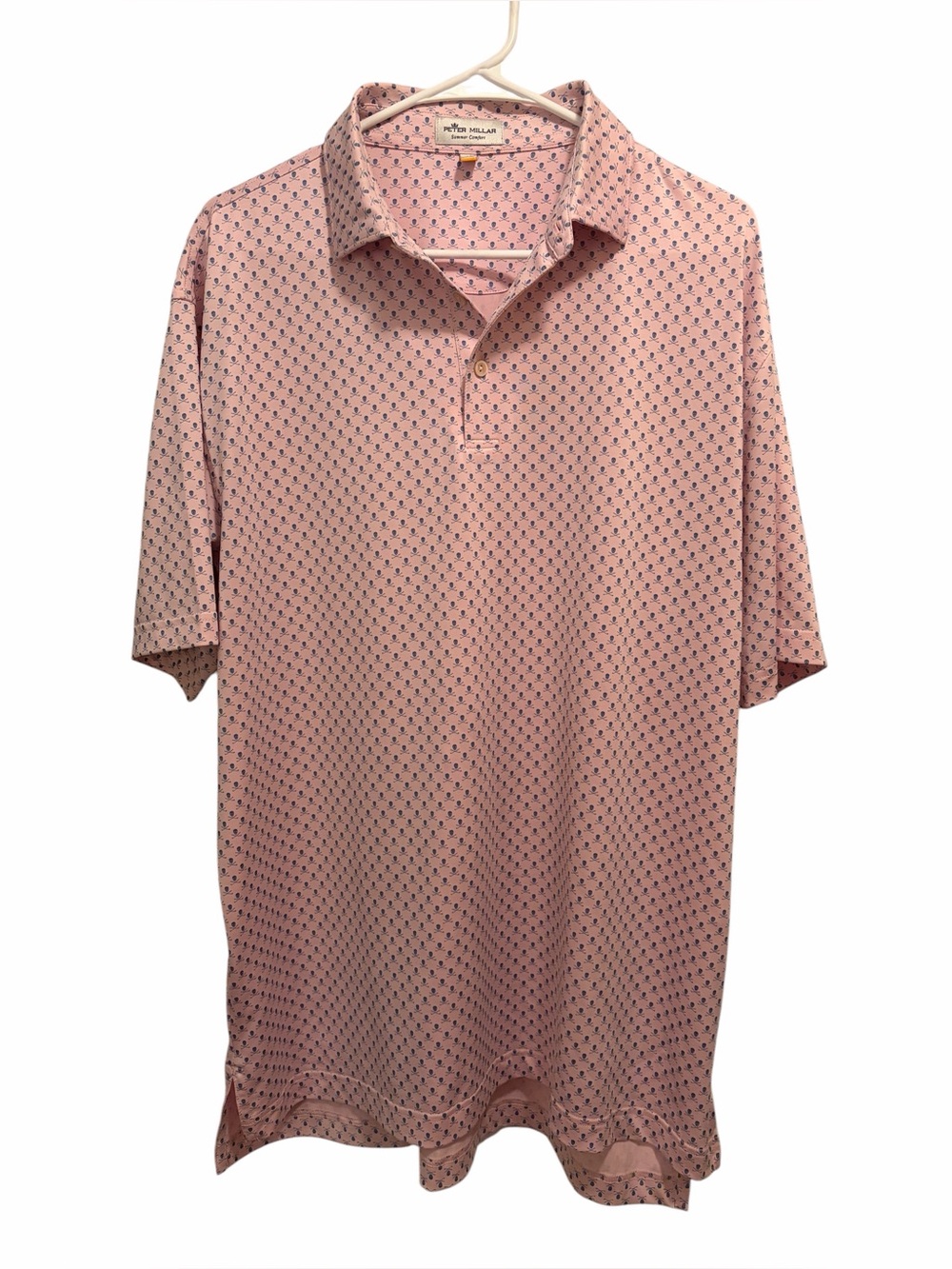 Peter Millar Men's Pink Micro-Pattern Polo Shirt. Size L. Good condition